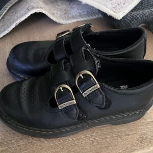 Dr. Martens Black Leather Double Buckle Shoes